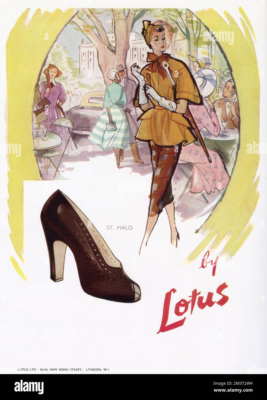Advertisement for Lotus, open-toe heeled shoes. Stock Photo
