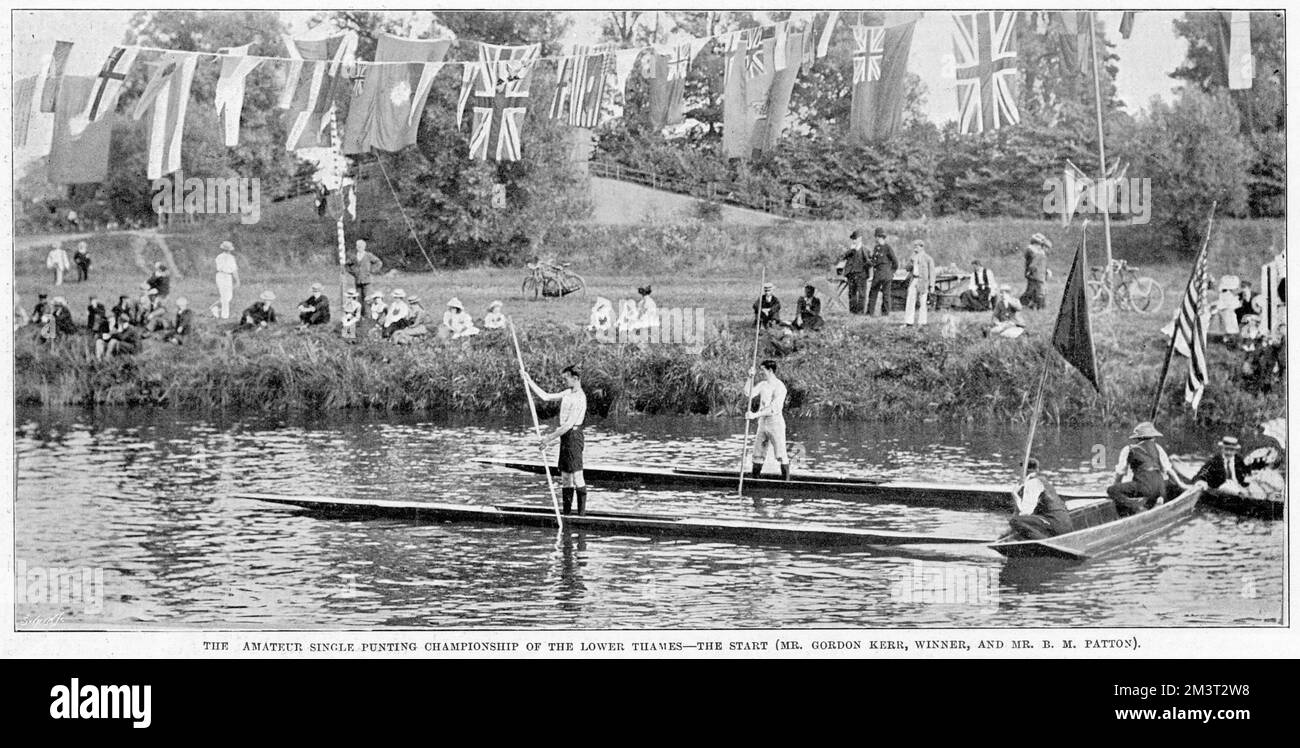 The amateur single punting championship of the lower Thames. Stock Photo