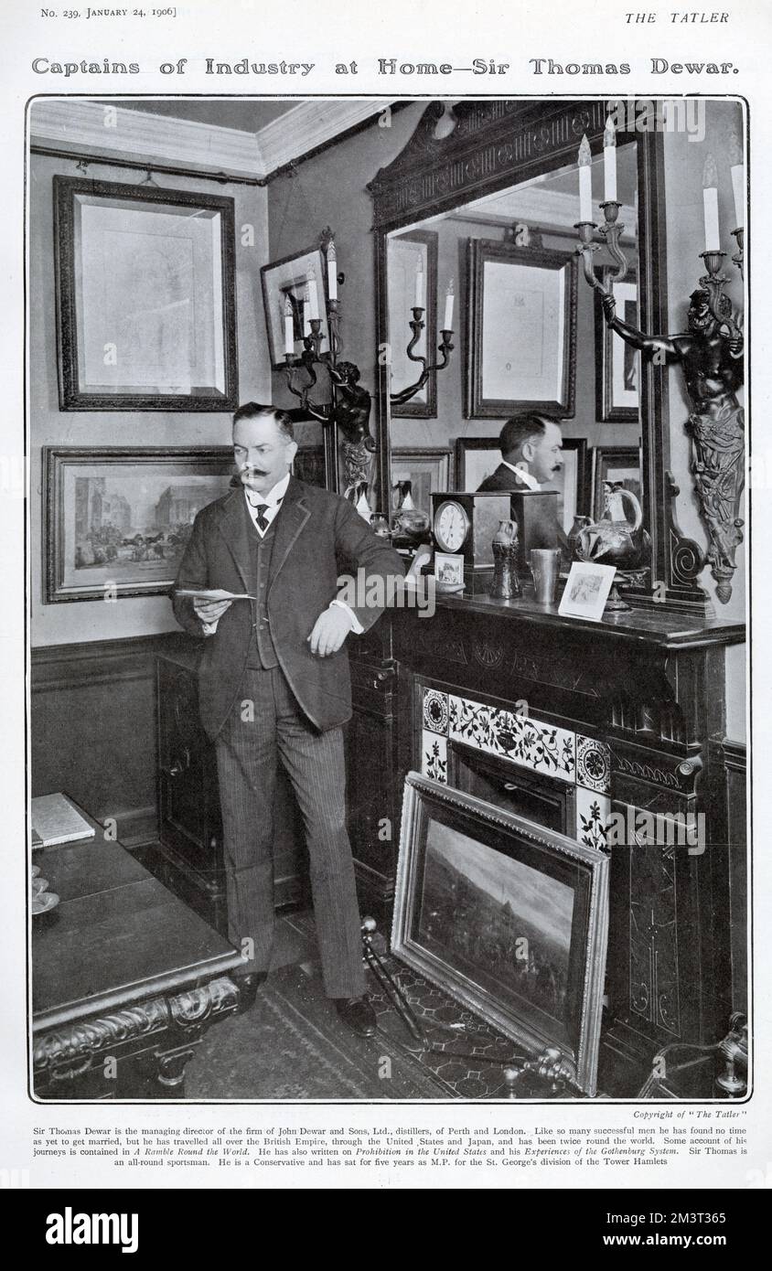 Thomas Robert 'Tommy' Dewar, 1st Baron Dewar (1864-1930) - a Scottish whisky distiller who, along with his brother John Dewar, built their family label, Dewar's, into an international brand. Stock Photo