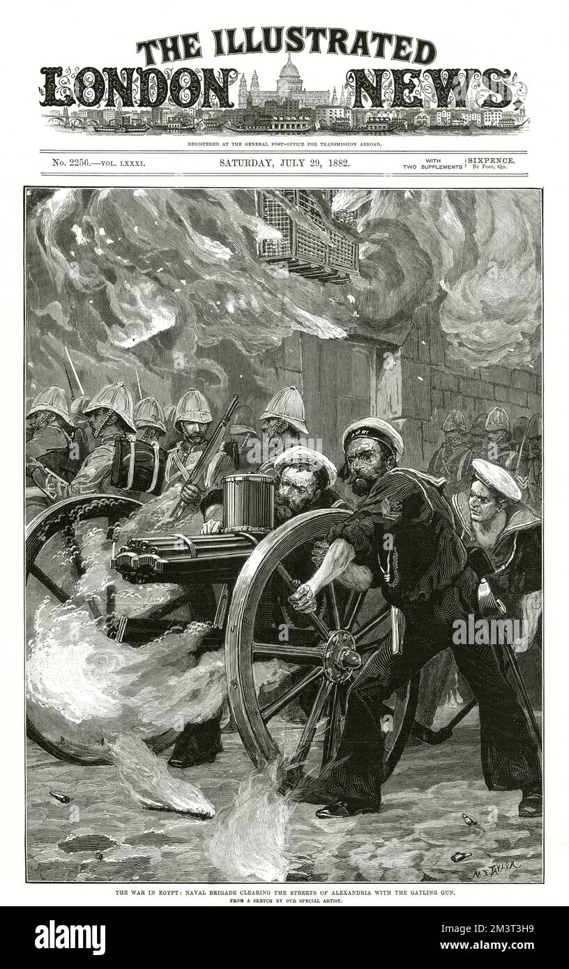 Naval Brigade Clear the Streets of Alexandria - Gatling Gun Stock Photo