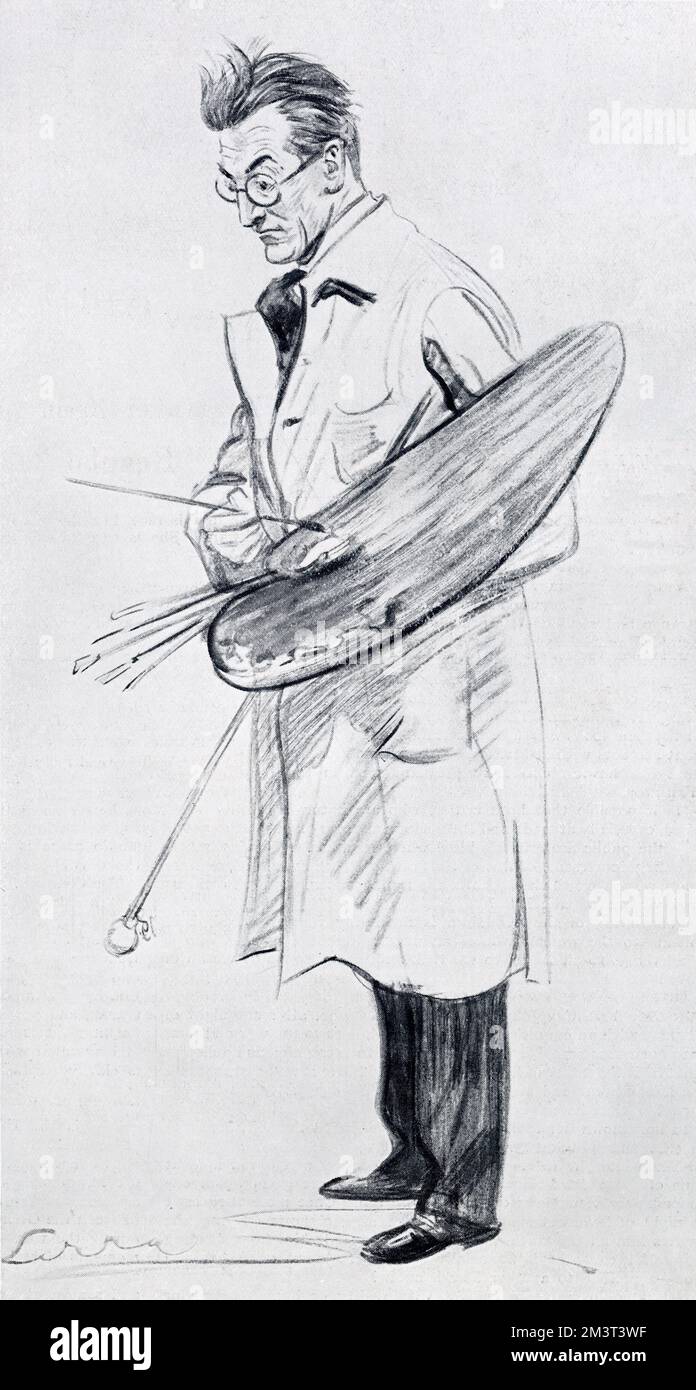 Caricature of Sir Gerald Festus Kelly (1879-1972), British portrait painter. Stock Photo