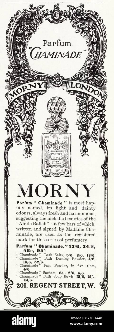 Advertisement for Parfum 'Chaminade' by Morny. Stock Photo