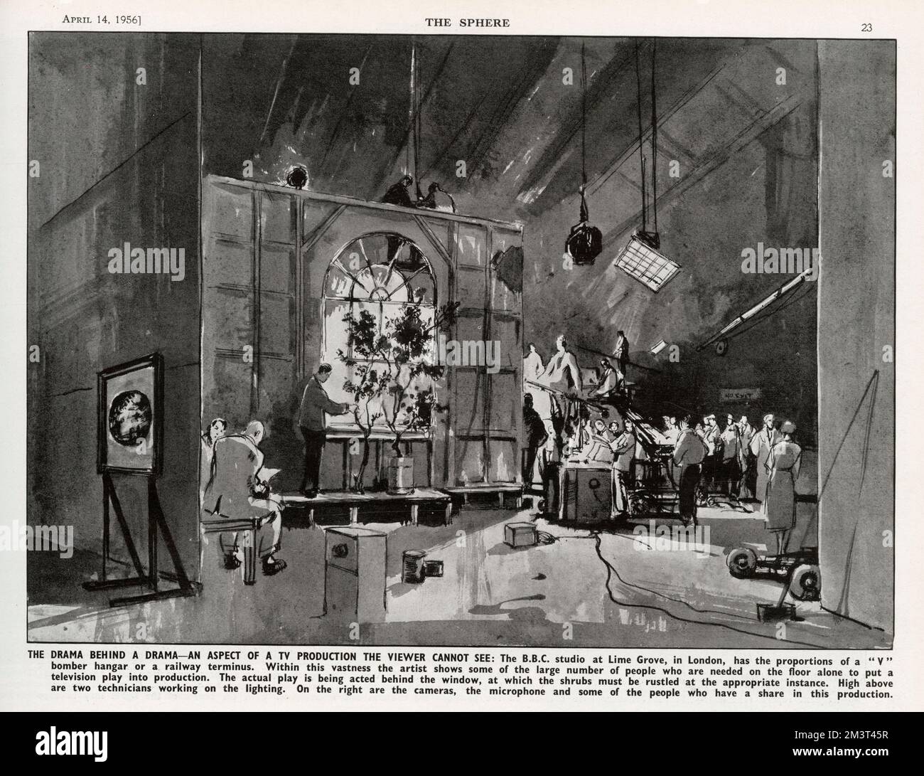 Impression of a television play being filmed at the BBC studios at Lime