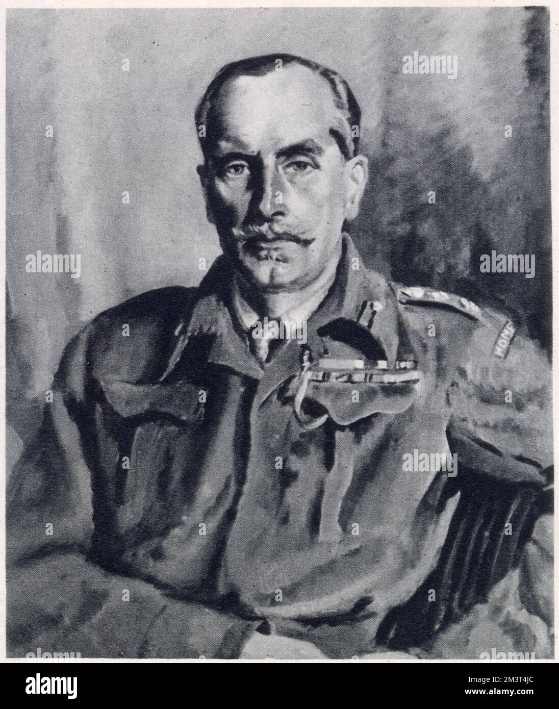 Colonel Ebenezer Pike, C.B.E., MC, Commandant of the Sussex Home Guard during the Second World War. Portrait by his wife, the artist Olive Snell. Stock Photo
