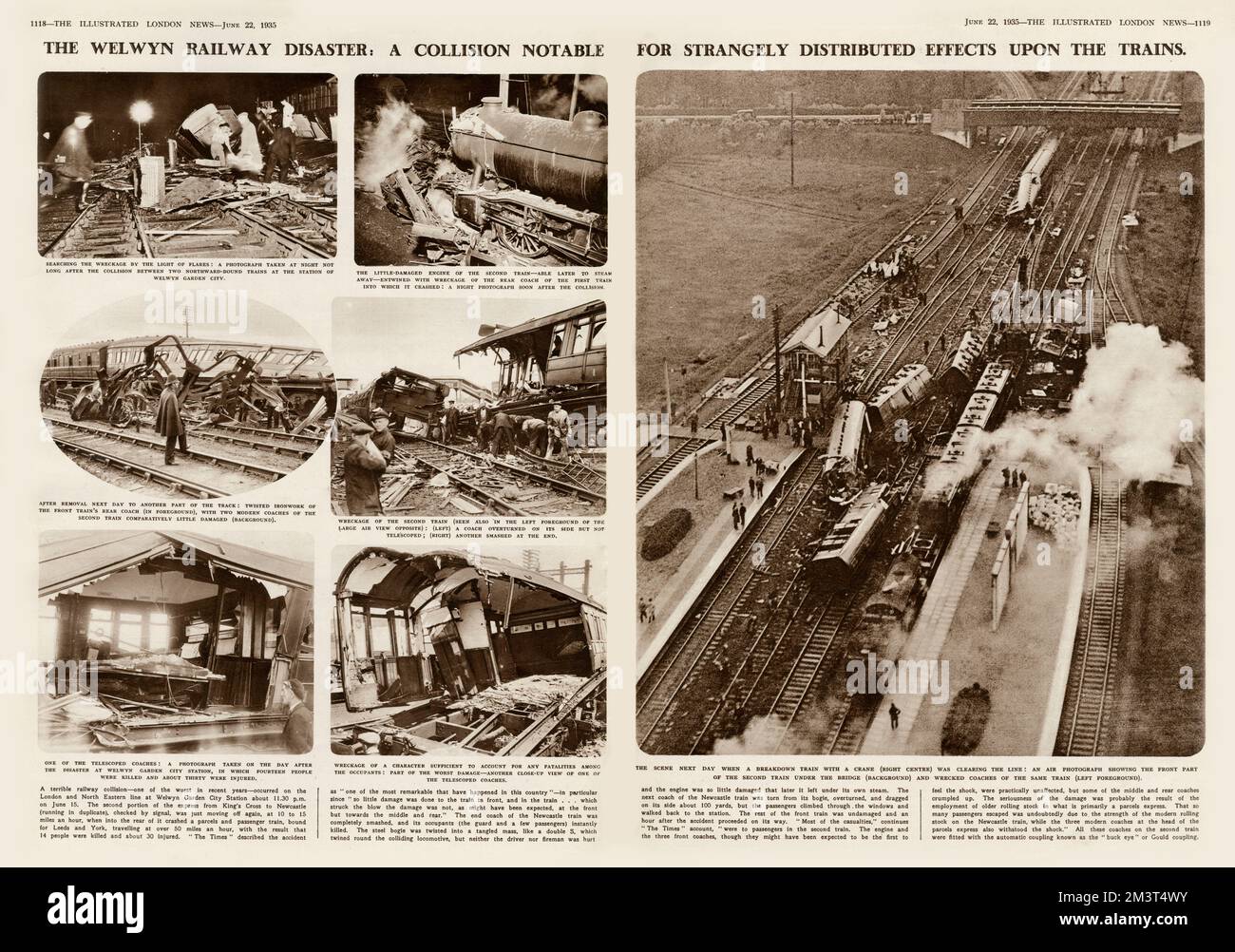 Welwyn Garden City train crash, 1935 Stock Photo