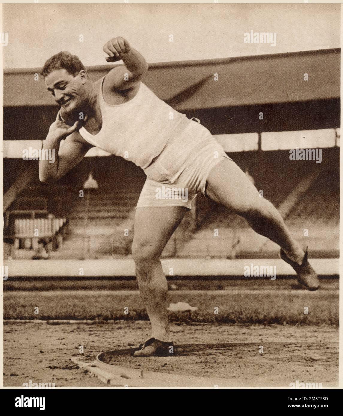 Ali Irfan of Istanbul, Turkey competing in the shot put Stock Photo