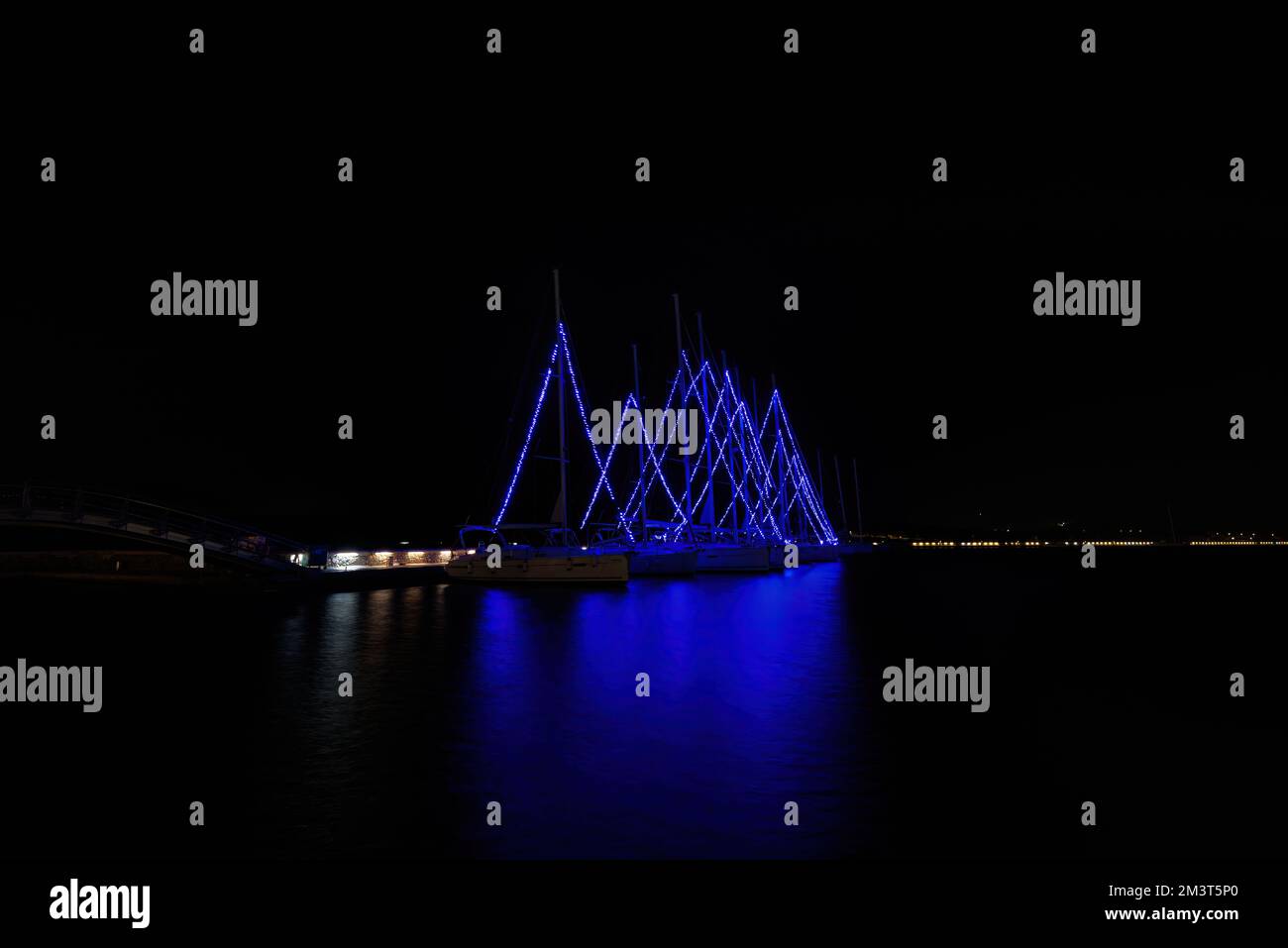 Sailboat Holiday Lights, Christmas Lights, port of the beautiful city