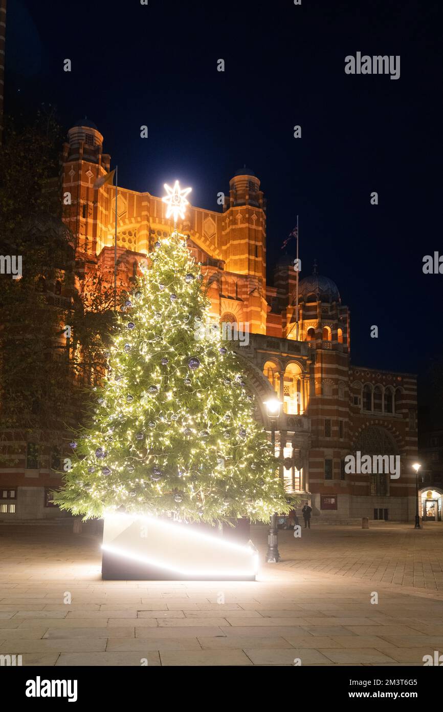 Christmas Tree and lights at the Cathedral Piazza, Westminster