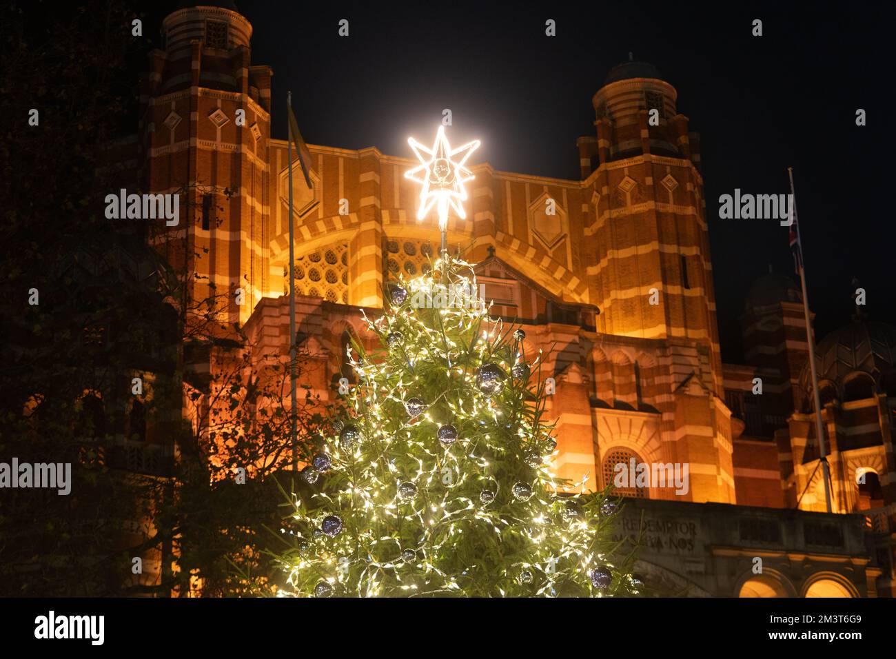 Christmas Tree and lights at the Cathedral Piazza, Westminster
