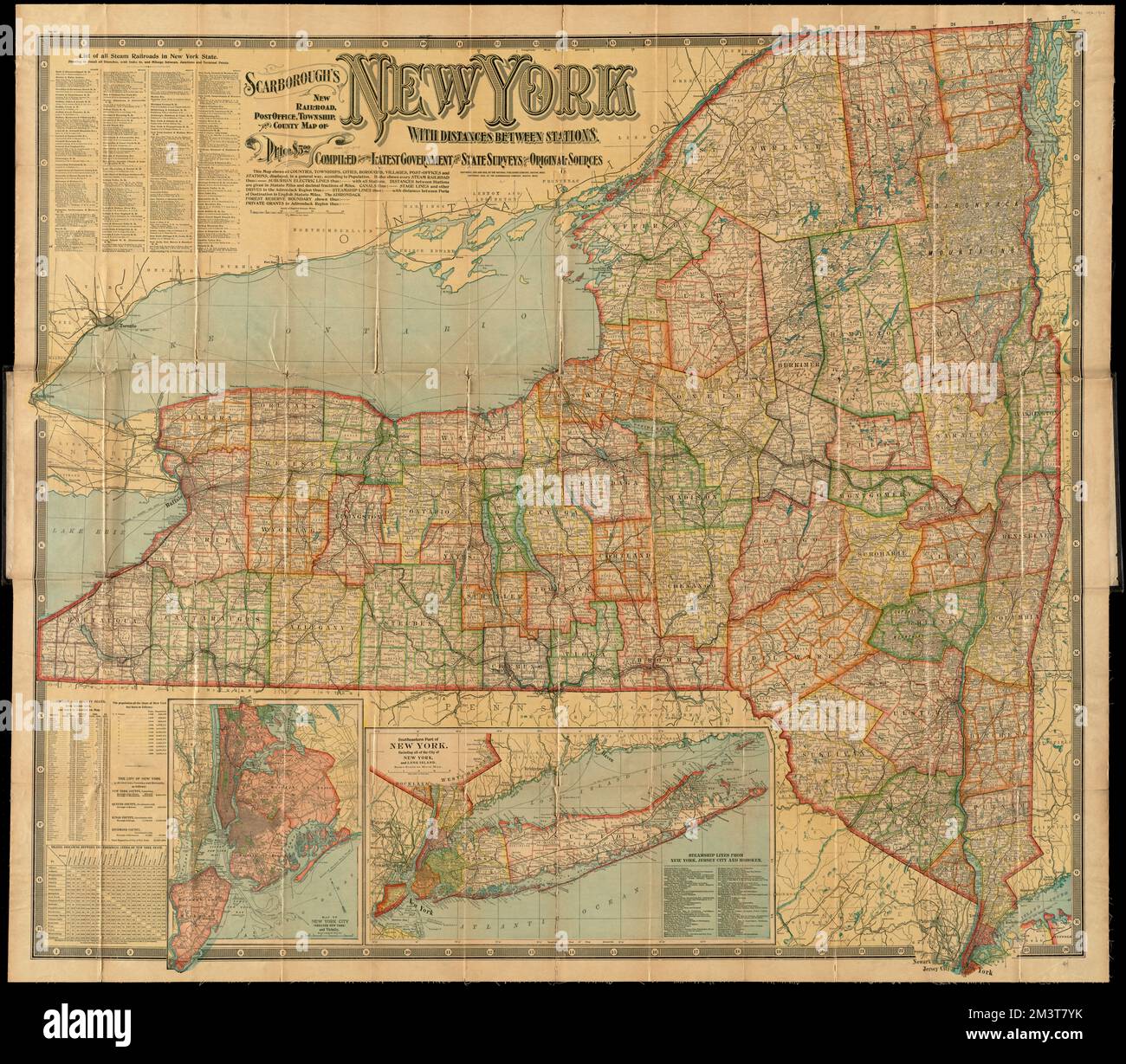 Scarborough's new railroad, post office, township and county map of New