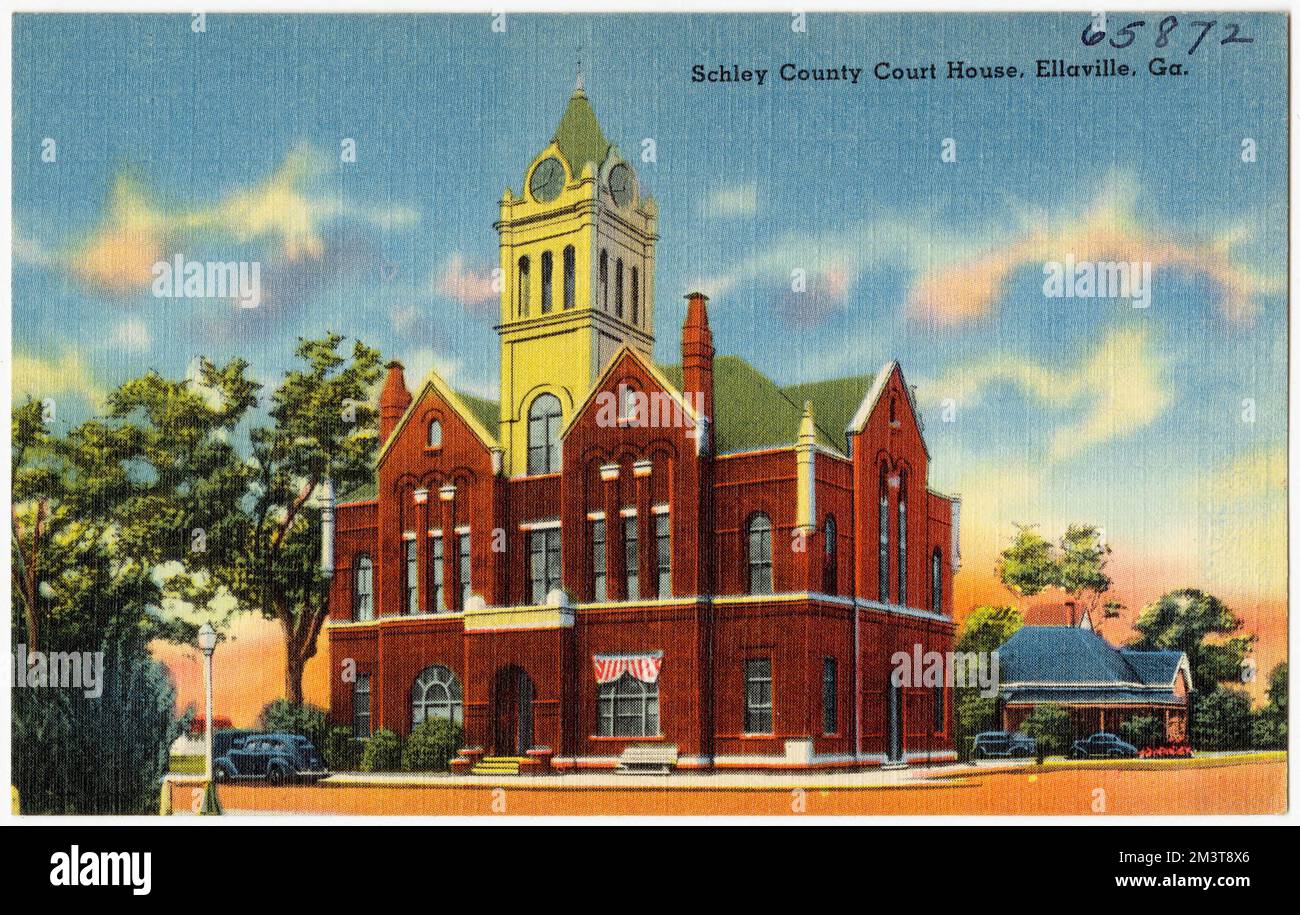 Schley County Court House, Ellaville, Ga. , Courthouses, Tichnor