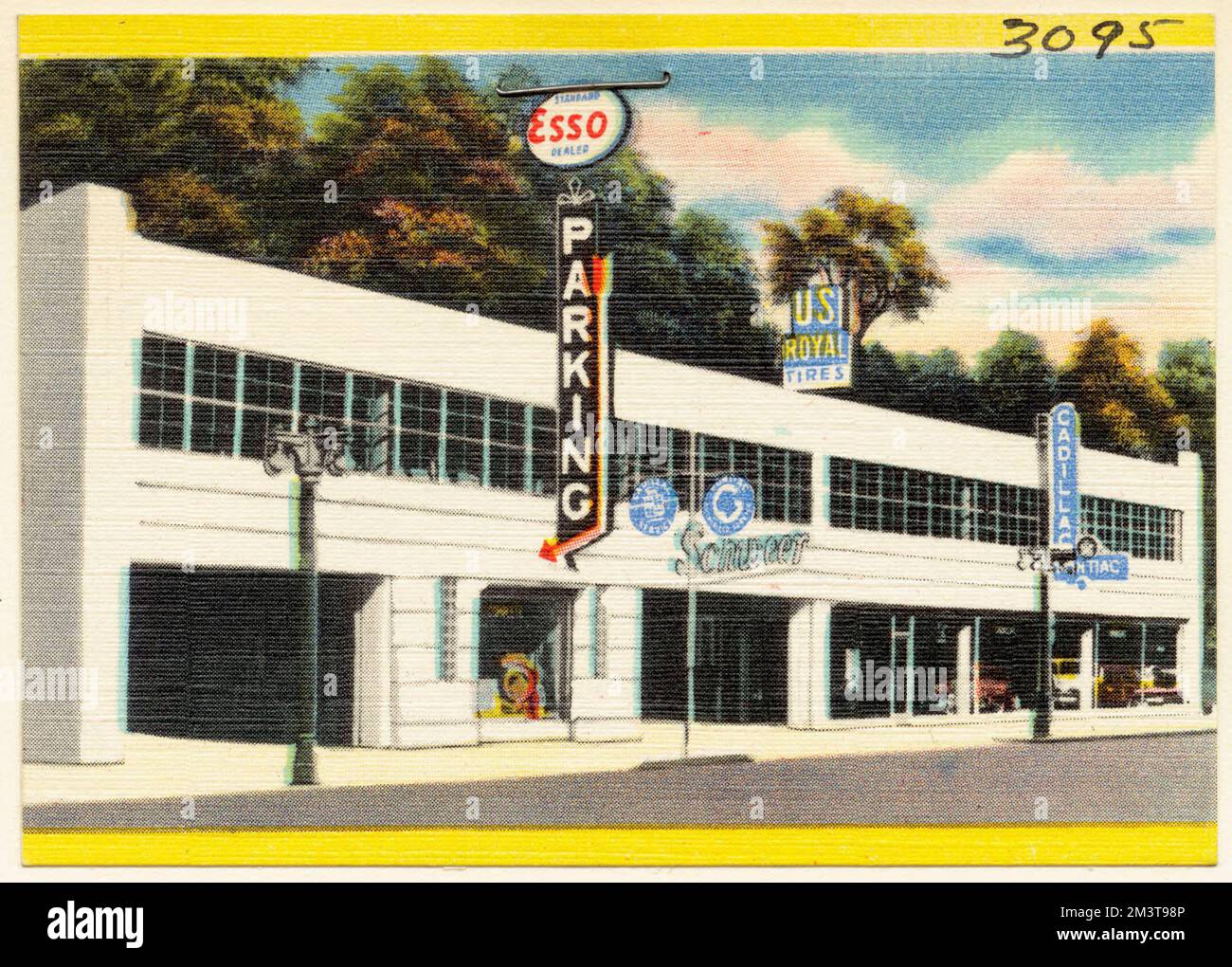 Schwear Cadillac, Pontiac , Commercial facilities, Tichnor Brothers Collection, postcards of the