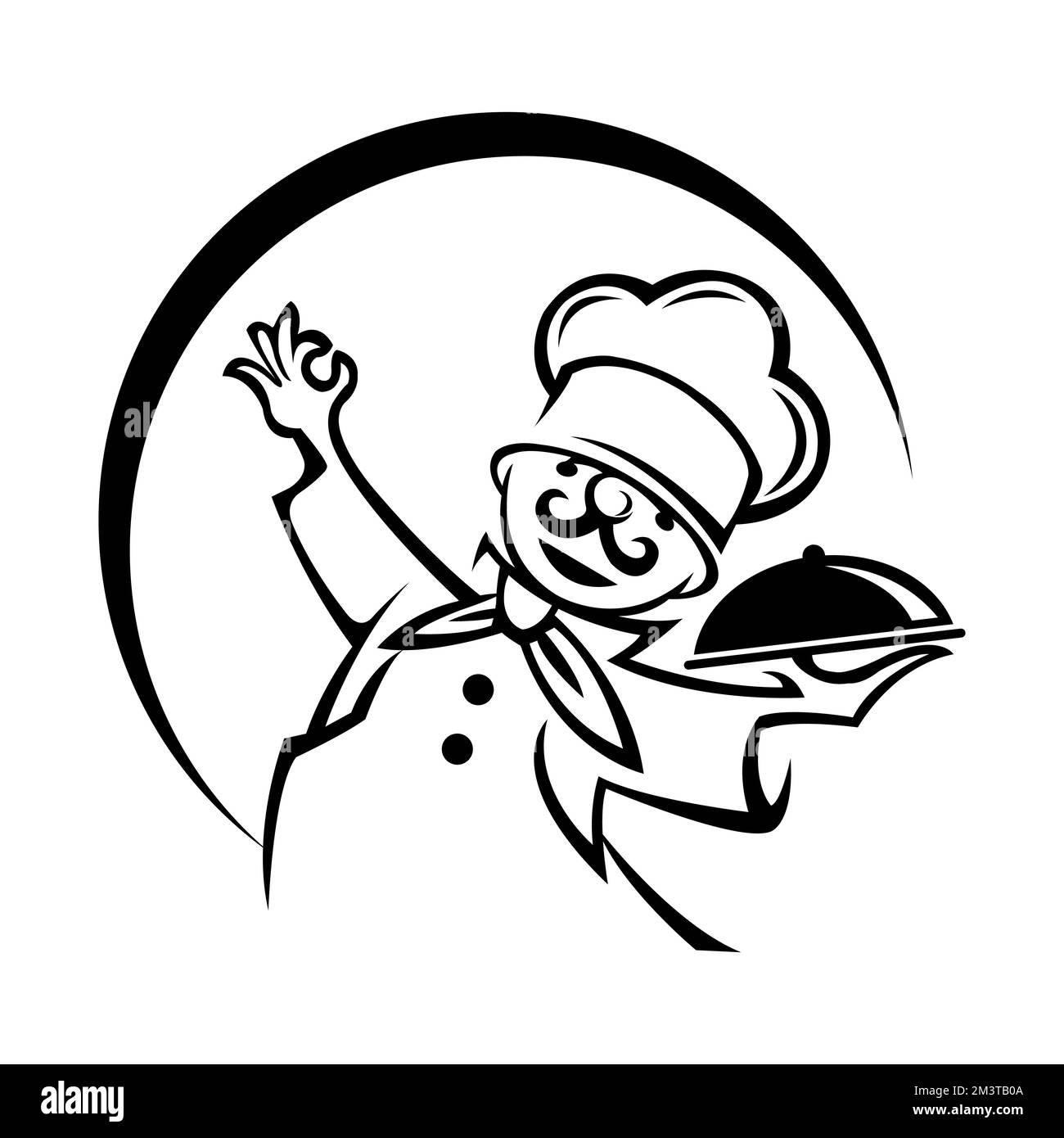 Chef logo. Lettering Hand lettering with a cap chef. Symbol icon logo design. Stock Vector