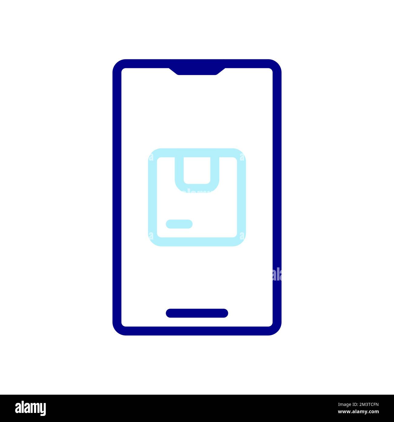 Order Package Online icon, order goods online using a smartphone. Stock Vector