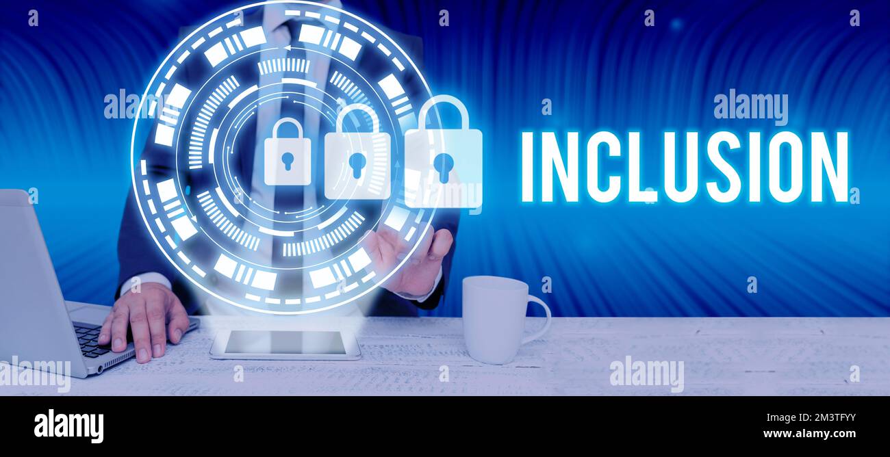 Sign displaying Inclusion. Conceptual photo action state including of ...