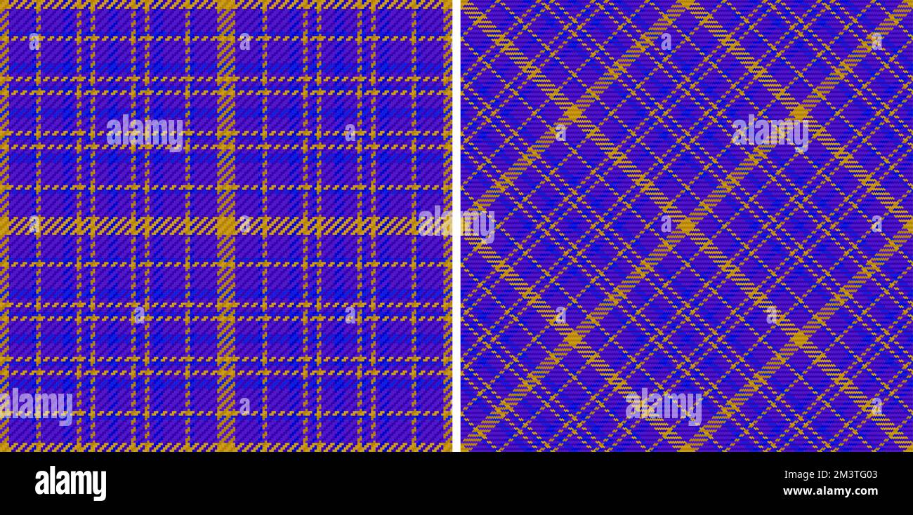 Texture fabric check. Textile background seamless. Vector pattern tartan plaid in set. Stock Vector