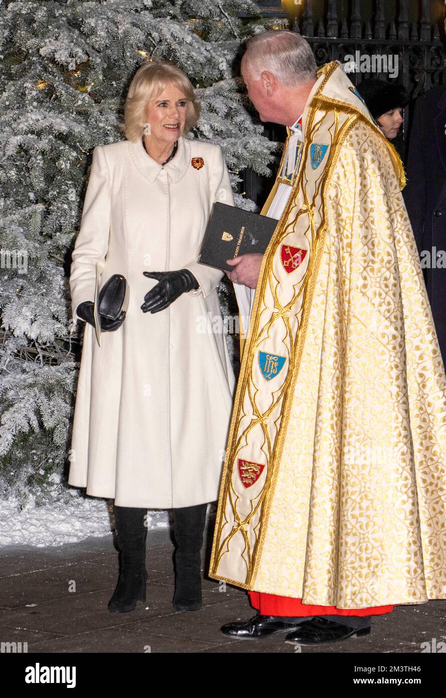 London, UK. 15 December, 2022.   Camilla, Queen Consort attends the 'Together at Christmas' Carol Service at Westminster Abbey.  Credit: Anwar Hussein Stock Photo