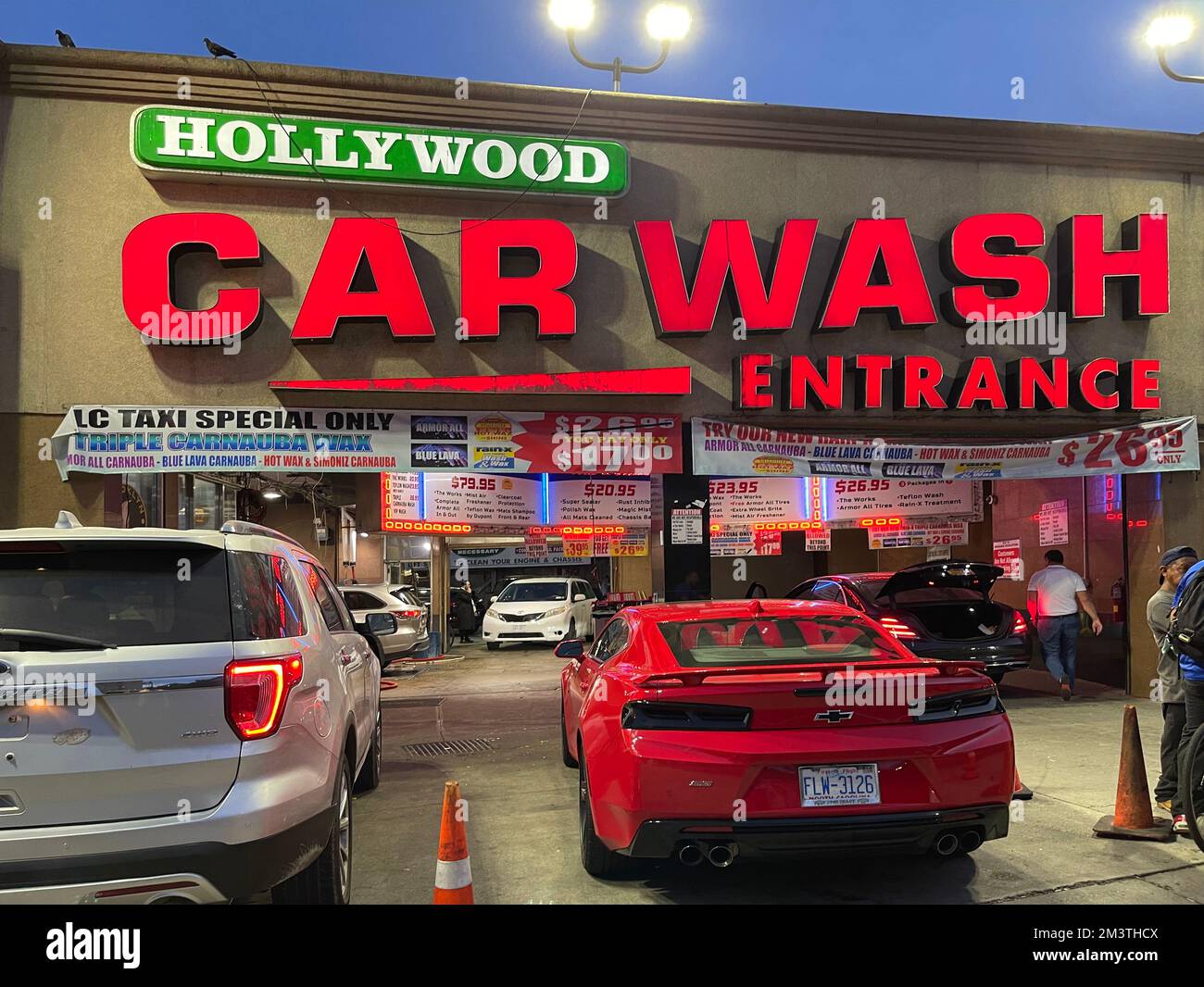 Hollywood car wash entrance in Flatbush neighborhood in Brooklyn NYC Stock Photo
