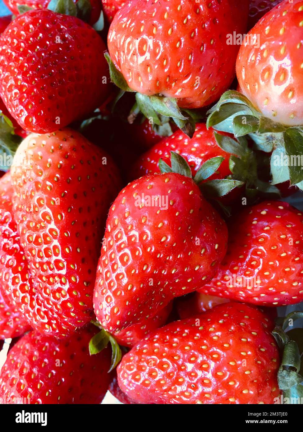 Fresh strawberry fruit background top view closeup Stock Photo Alamy