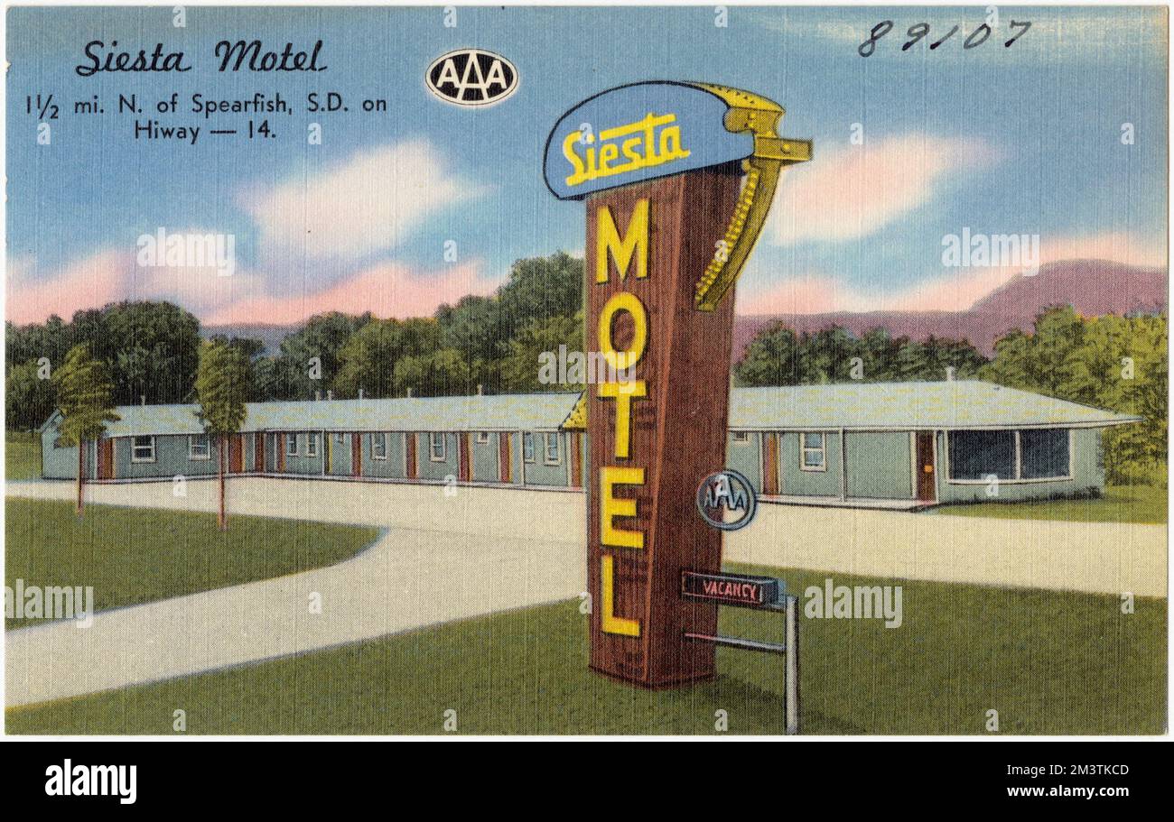 Siesta Motel, 1 1/2 mi. N. of Spearfish, S. D., on Hiway -- 14 , Motels, Tichnor Brothers Collection, postcards of the United States Stock Photo