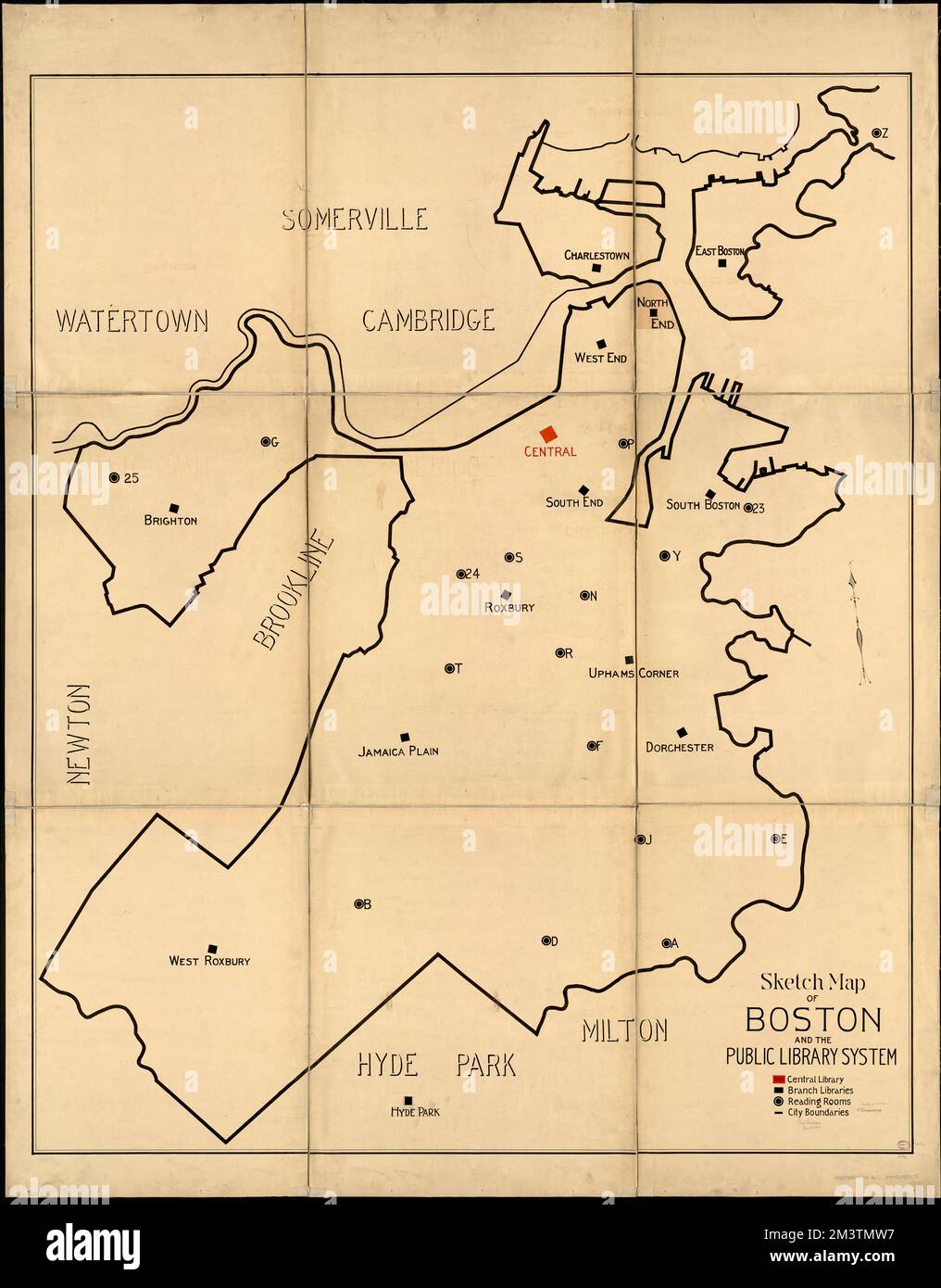 Sketch map of Boston and the Public - Sketch Map Of Boston And The Public Library System Boston Public Library Libraries Massachusetts Boston Maps Boston Mass Maps Norman B Leventhal Map Center Collection 2M3TMW7 