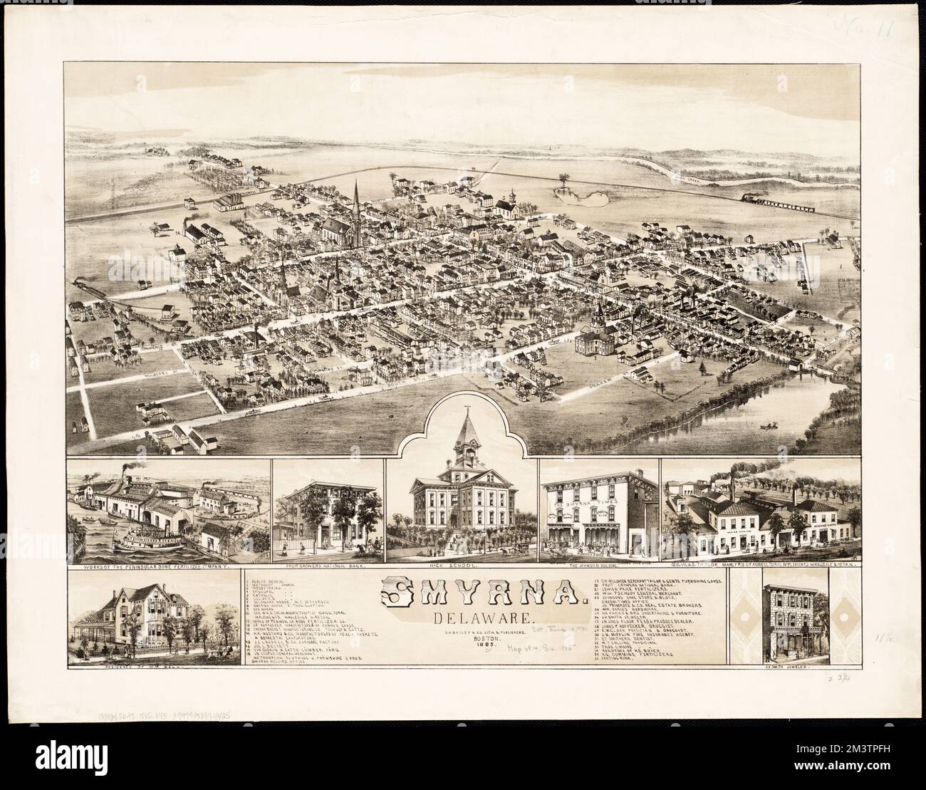 Smyrna, Delaware 1885 , Smyrna Del., Aerial views Norma image