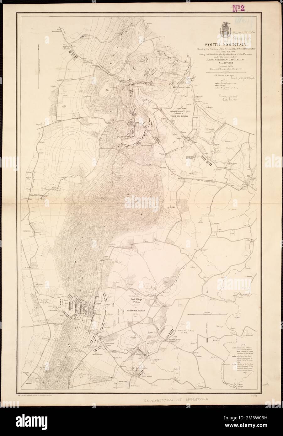South Mountain showing the positions of the forces of the United States