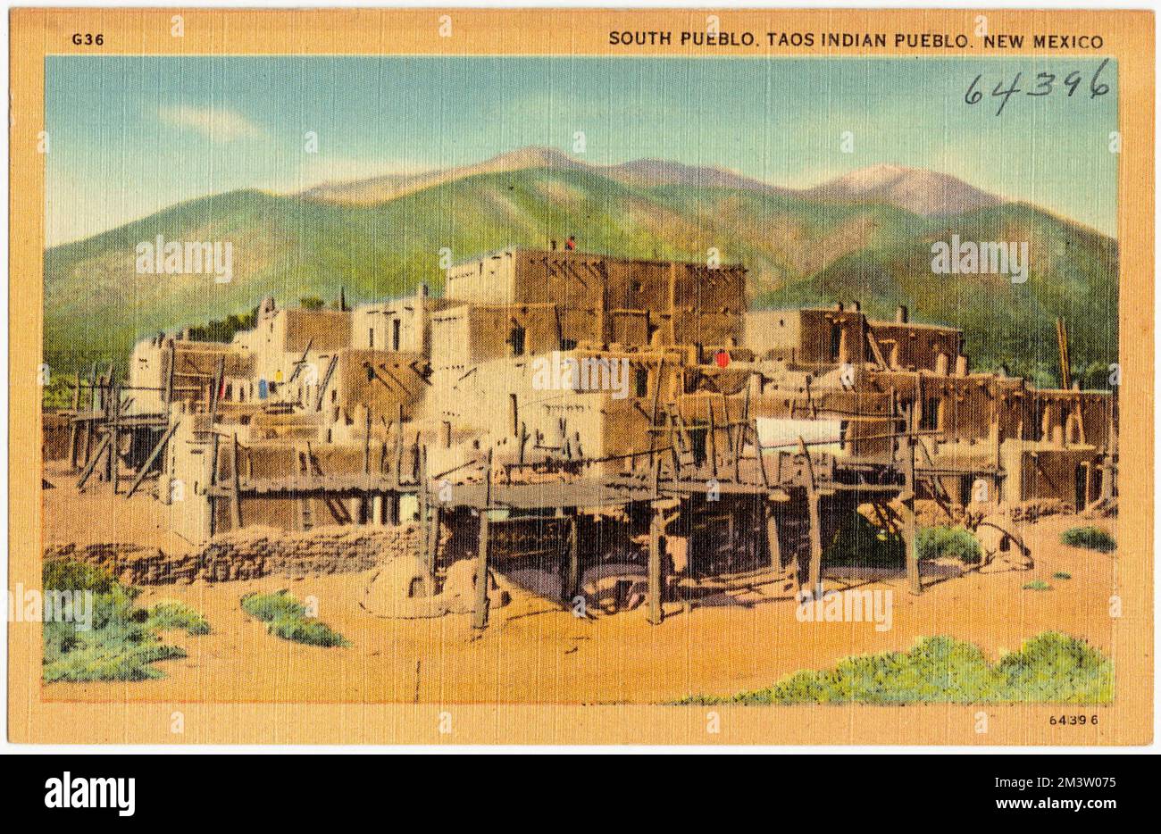 South Pueblo, Taos Indian Pueblo. New Mexico , Houses, Tichnor Brothers Collection, postcards of the United States Stock Photo