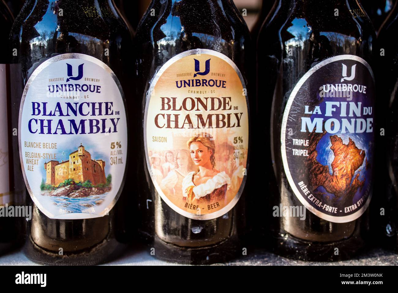 Maple Beers from Quebec in Canada at the Christmas Market in Reims will take place from December 1 to 30, 2022. On the Promenades Jean-Louis Schneiter Stock Photo