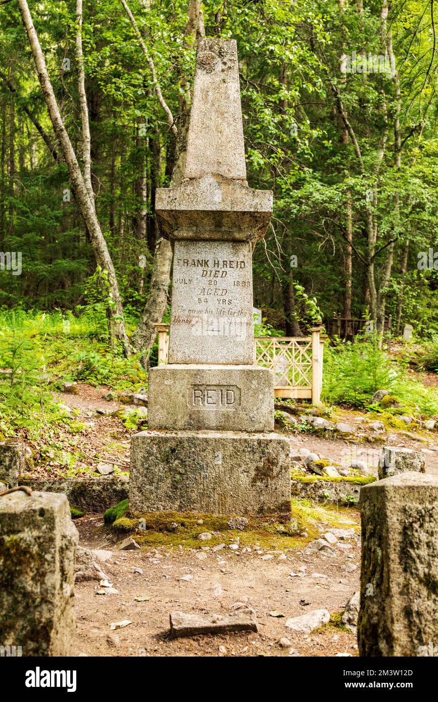 Tombstones & grave markers; Pioneer Cemetery; Gold Rush Cemetery; Skagway; Alaska; USA Stock Photo