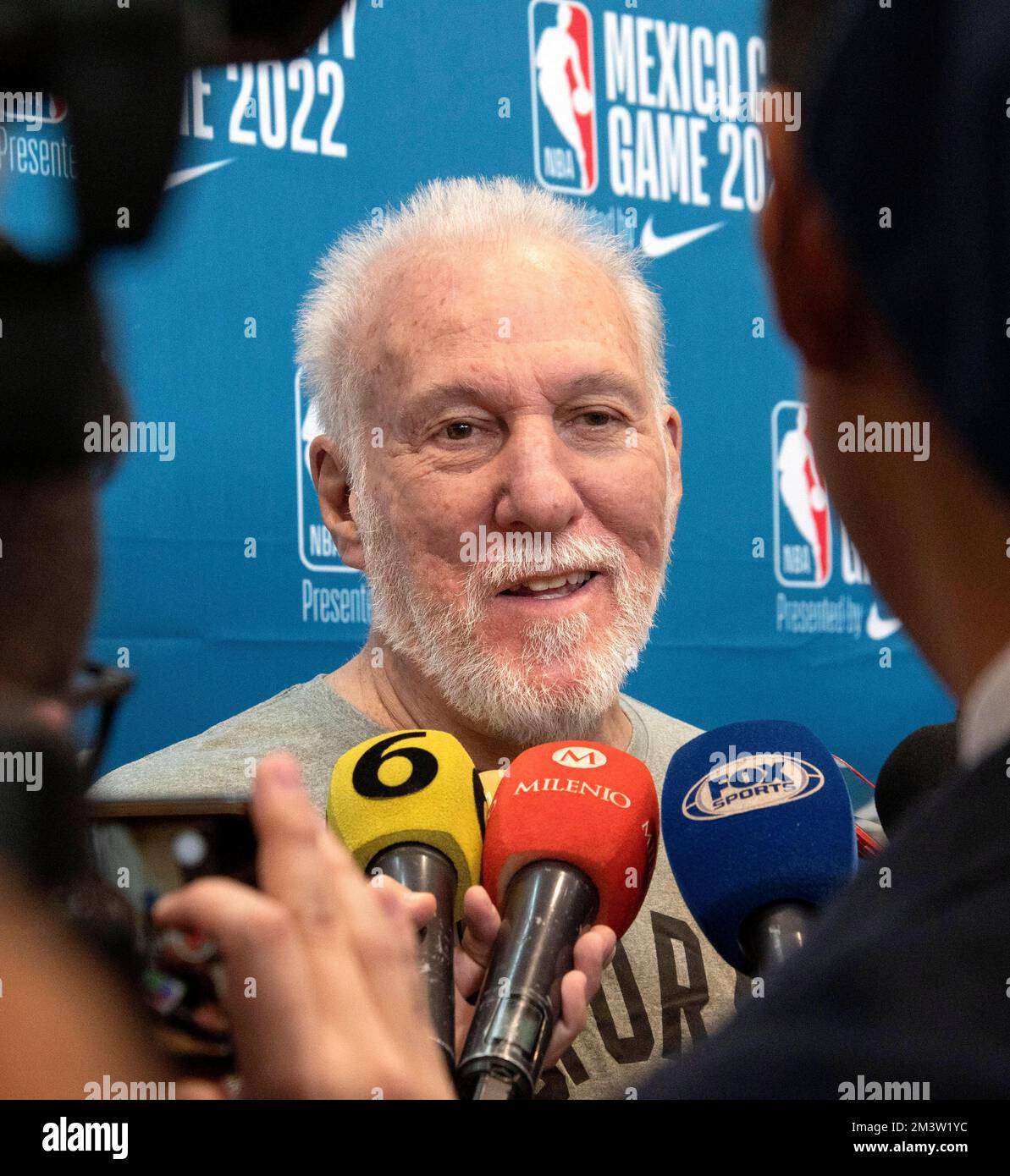 Mexico City, Mexico City, Mexico. 16th Dec, 2022. The coach of the San Antonio Spurs team, GREGG POPOVICH, during an interview in Mexico City. San Antonio Spurs and Miami Heat meet tomorrow at the Arena Ciudad de Mexico, in a regular game of the NBA league. (Credit Image: © Jorge Nunez/ZUMA Press Wire) Stock Photo