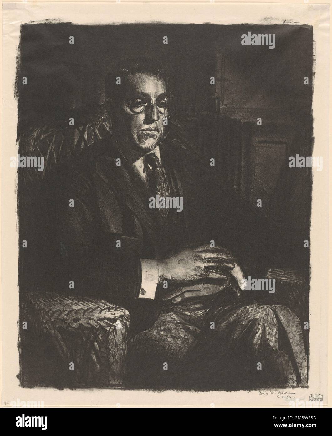 Speicher seated in a chair (Portrait of Eugene Speicher) , Artists, Sitting, Speicher, Eugene Edward, 1883-1962. George Bellows (1882-1925). Prints and Drawings Stock Photo