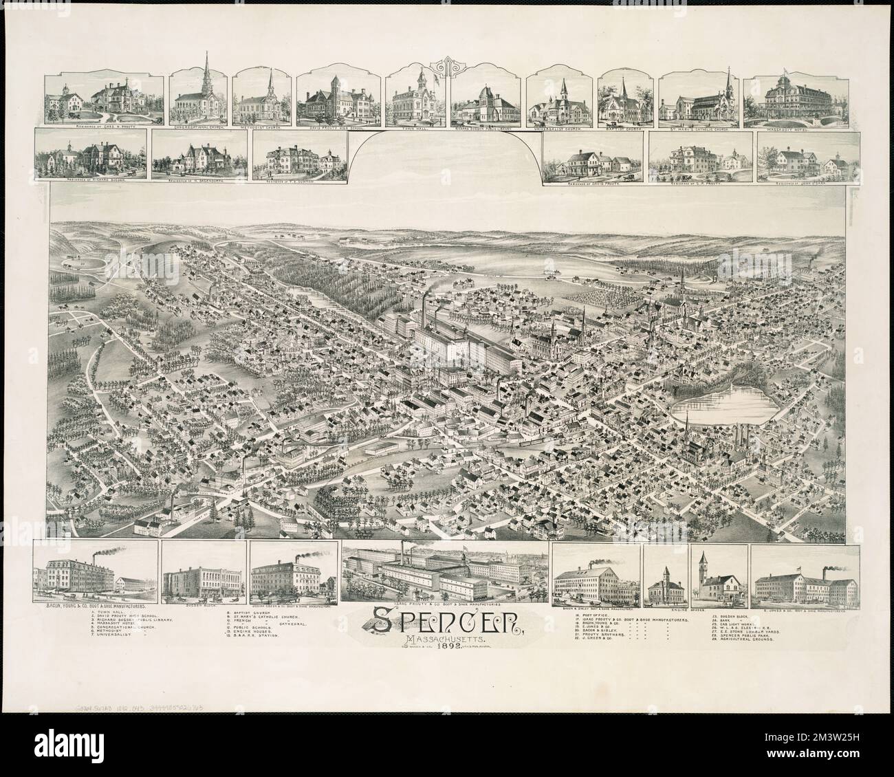 Spencer Massachusetts 1892 - Spencer Massachusetts 1892 Spencer Mass Aerial Views Norman B Leventhal Map Center Collection 2M3W25H 