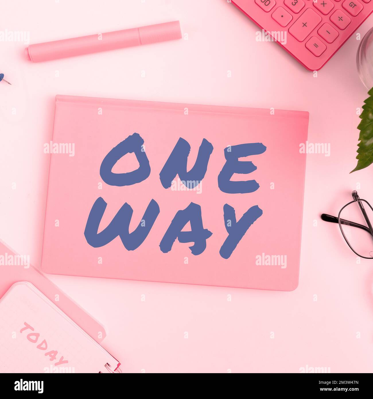 Writing displaying text One Way. Concept meaning Only direction Street sign Traffic regulation