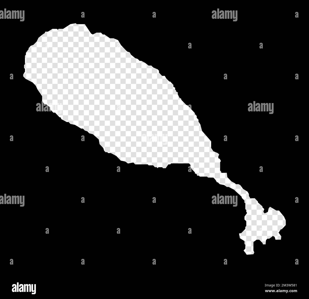 Stencil map of Saint Kitts. Simple and minimal transparent map of Saint Kitts. Black rectangle with cut shape of the island. Beautiful vector illustra Stock Vector