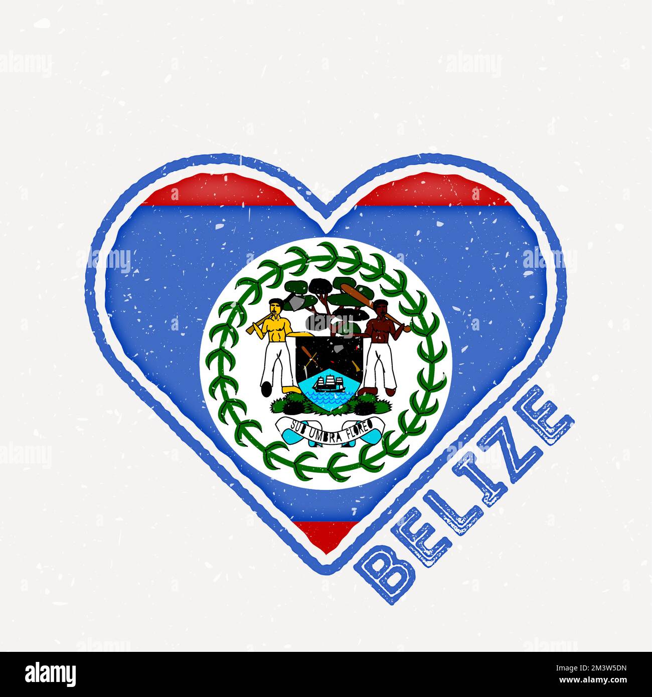 Belize heart flag badge. Belize logo with grunge texture. Flag of the
