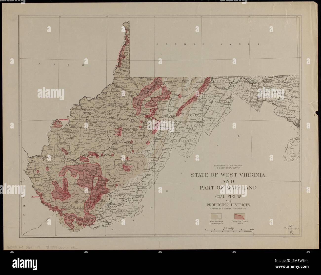 State of West Virginia and part of Maryland coal fields and producing