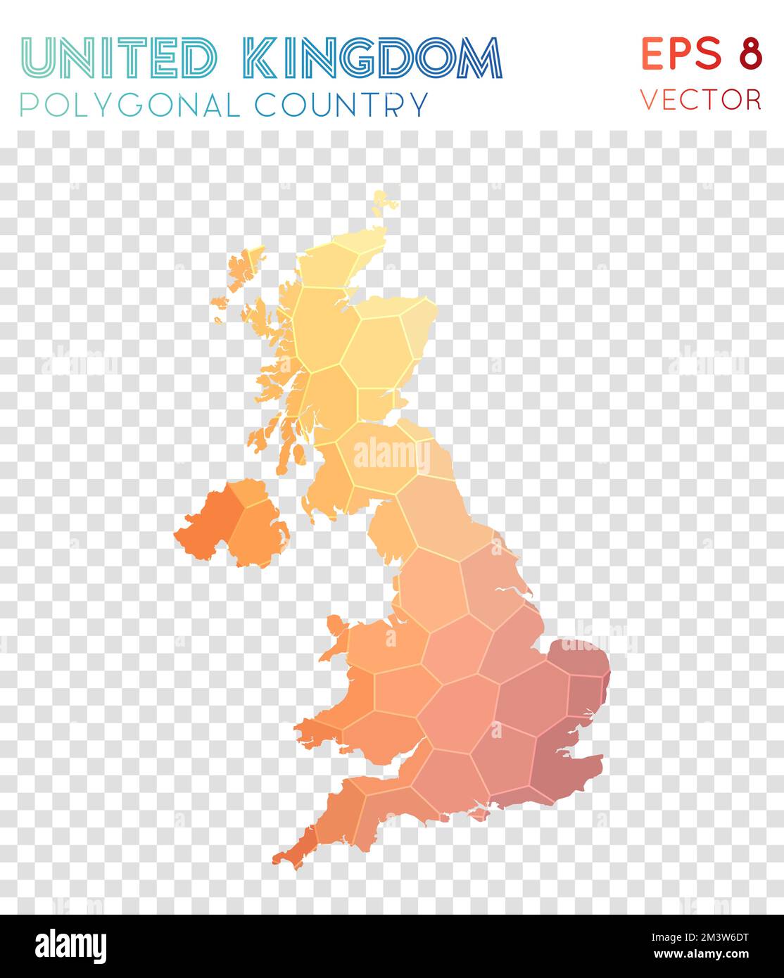 United Kingdom polygonal map mosaic - United Kingdom Polygonal Map Mosaic Style Country Good Looking Low Poly Style Modern Design 2M3W6DT 