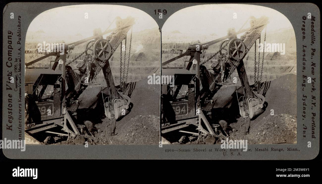 Steam shovel at work, Burt Mine, Mesabi Range, Minn. , Steam shovels Stock Photo