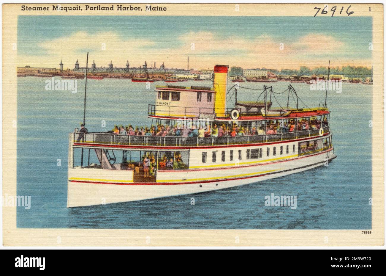 Steamer Maquoit, Portland Harbor, Maine , Boats, Harbors, Tichnor Brothers Collection, postcards of the United States Stock Photo