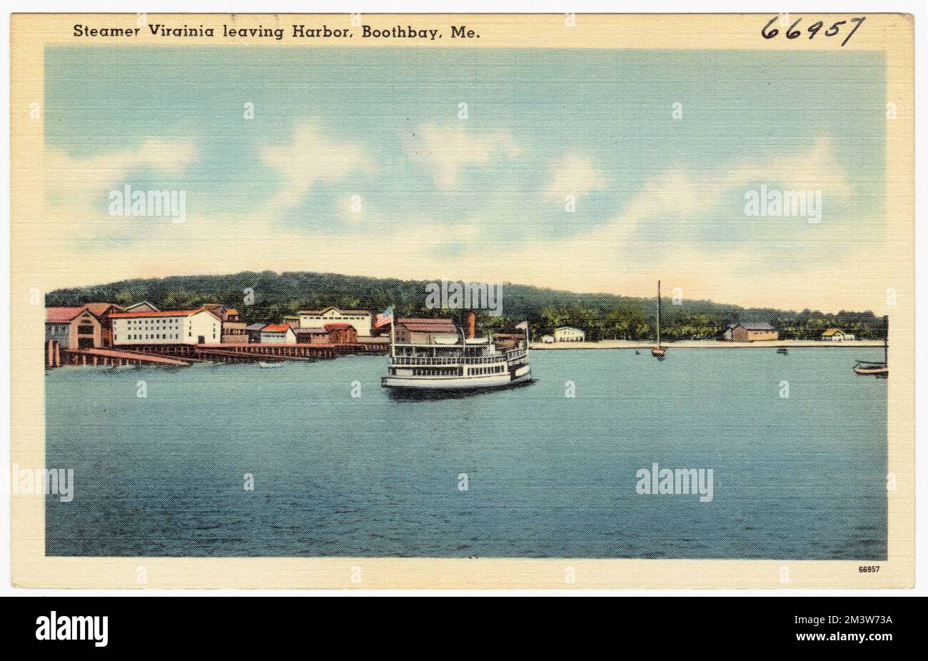 Steamer Virginia leaving harbor, Boothbay, Me. , Boats, Harbors, Tichnor Brothers Collection, postcards of the United States Stock Photo