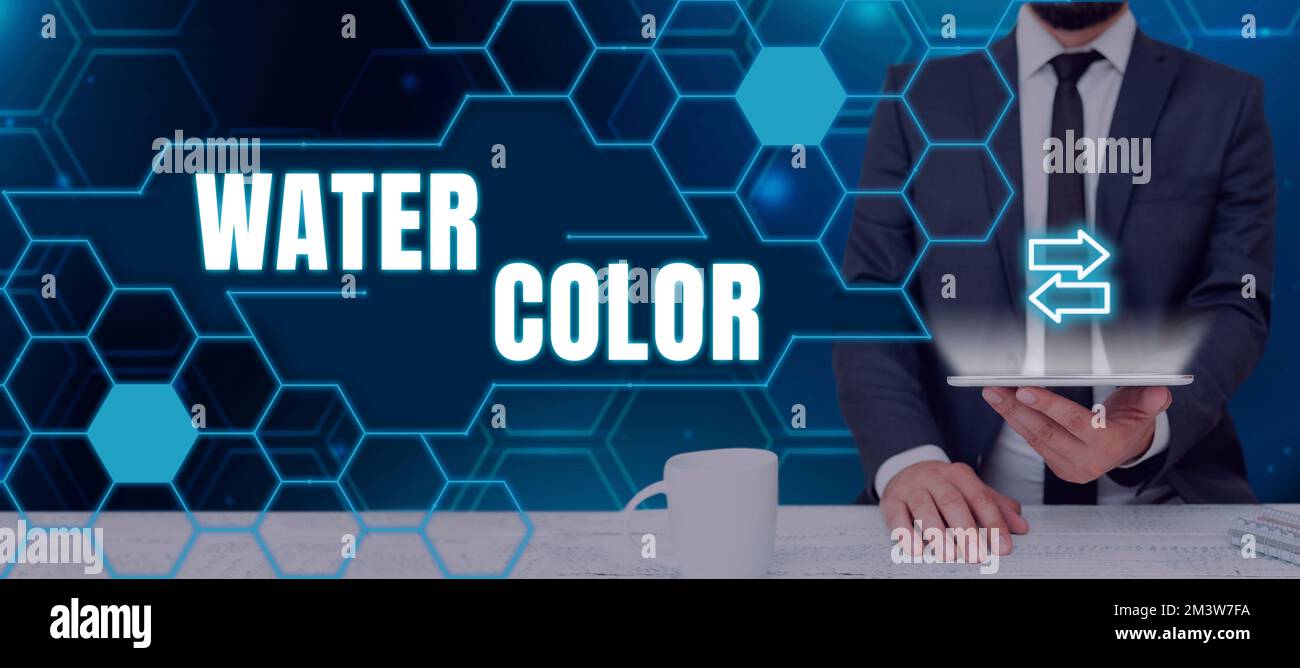 Text caption presenting Water Color. Concept meaning watersoluble