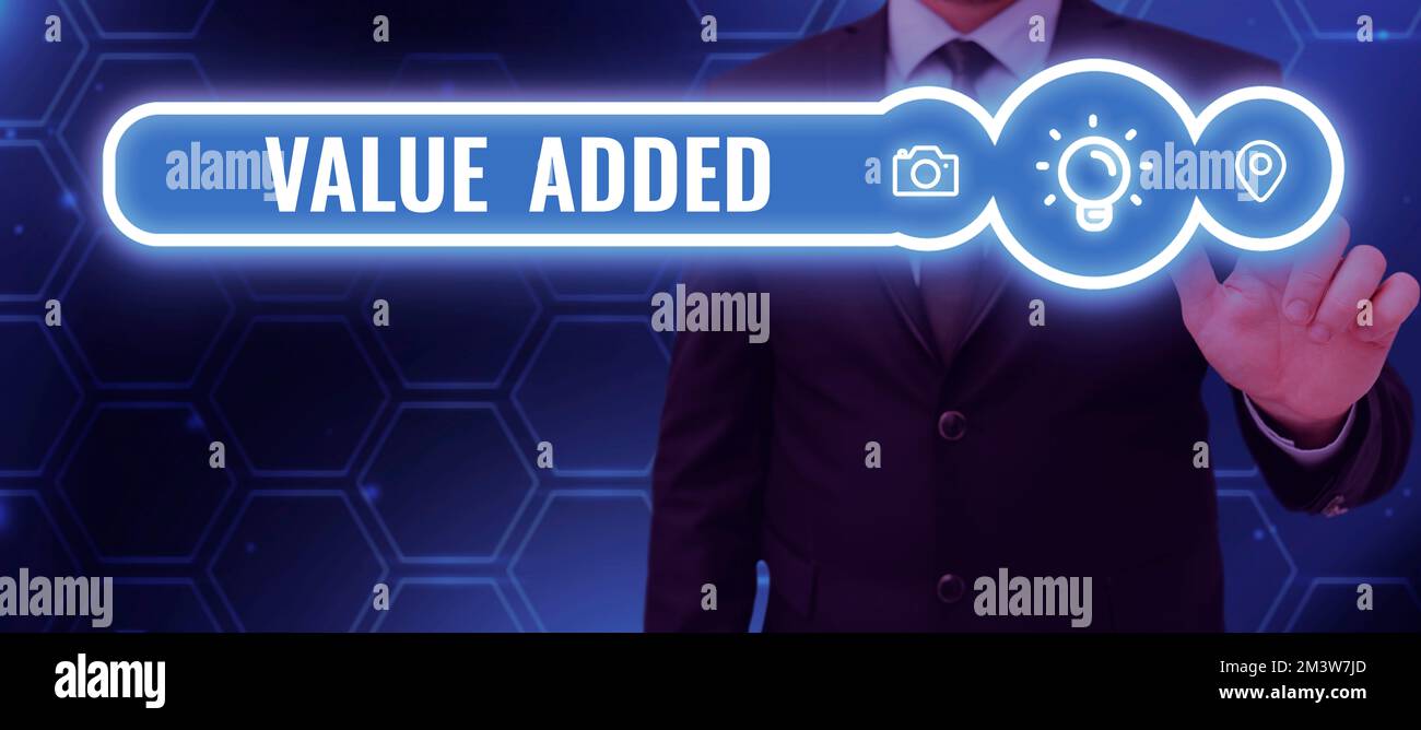 Inspiration showing sign Value Added. Business showcase the extra value ...