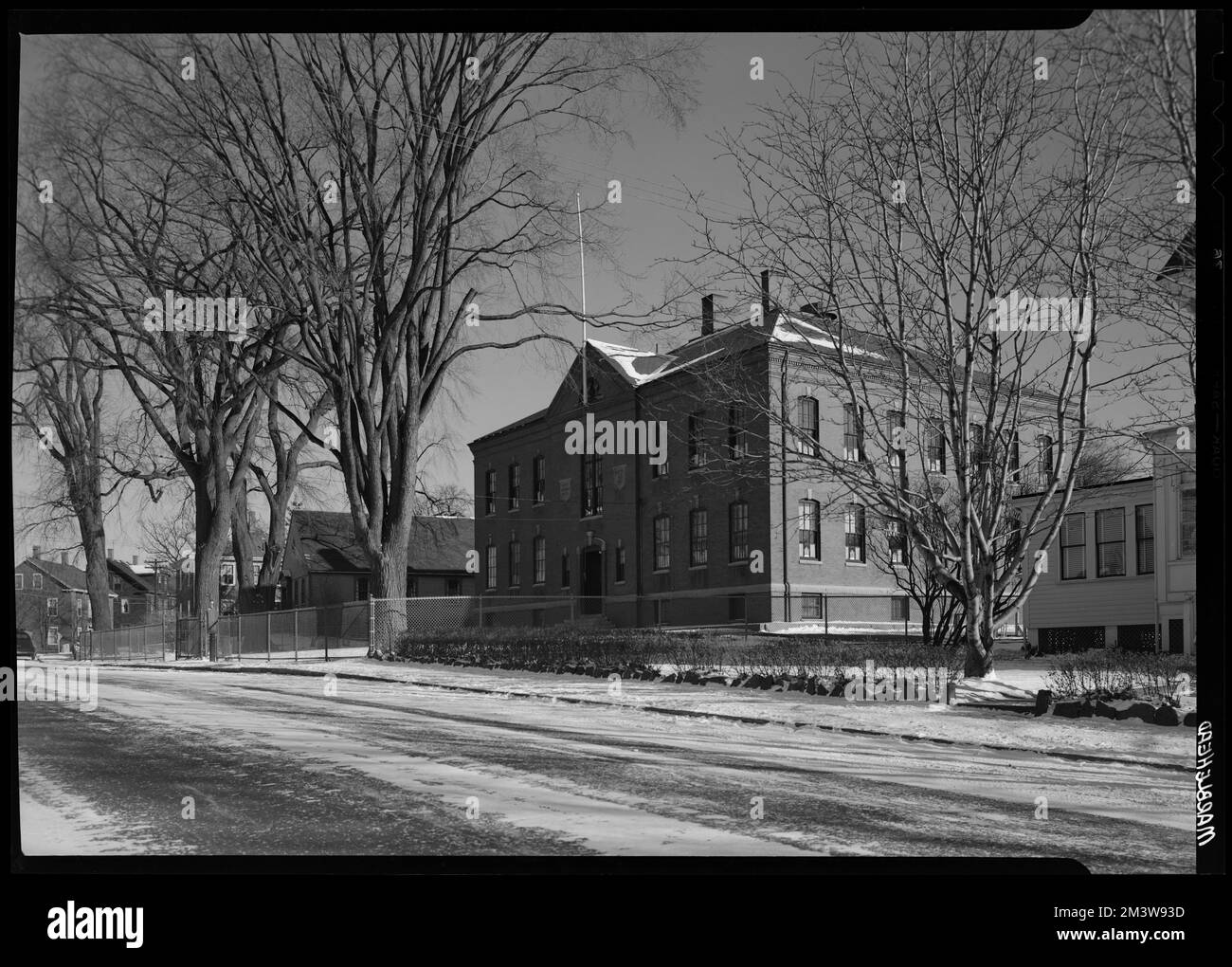 Story School , Schools, Streets, Trees. Samuel Chamberlain Photograph
