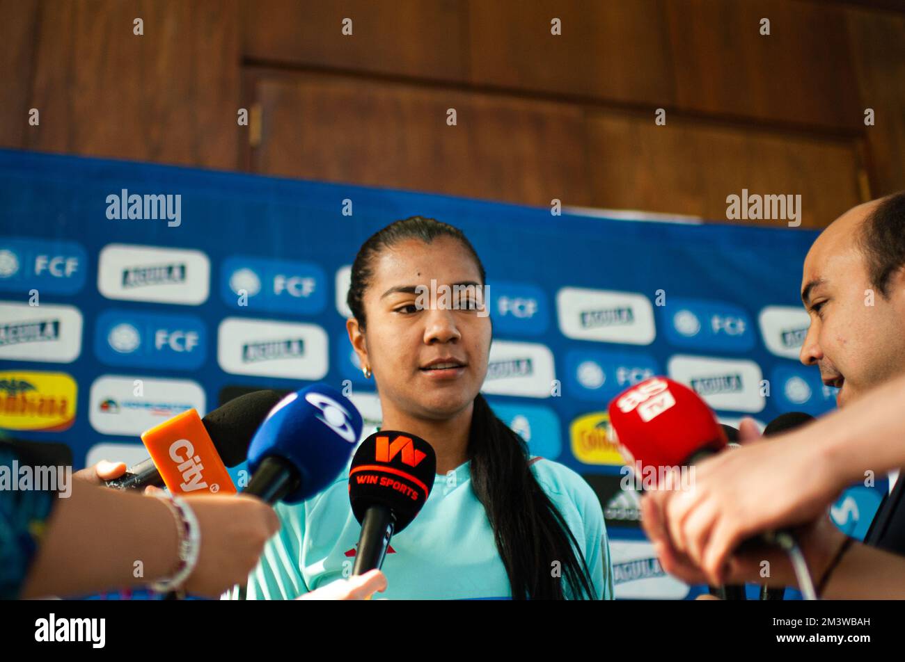 Daniela Alexandra Rojas gives a press conference during Colombia's womens team preparations in Bogota, Colombia for the 2023 Australia's Womens World Cup, december 15, 2022. Photo by: S. Barros/Long Visual Press Stock Photo