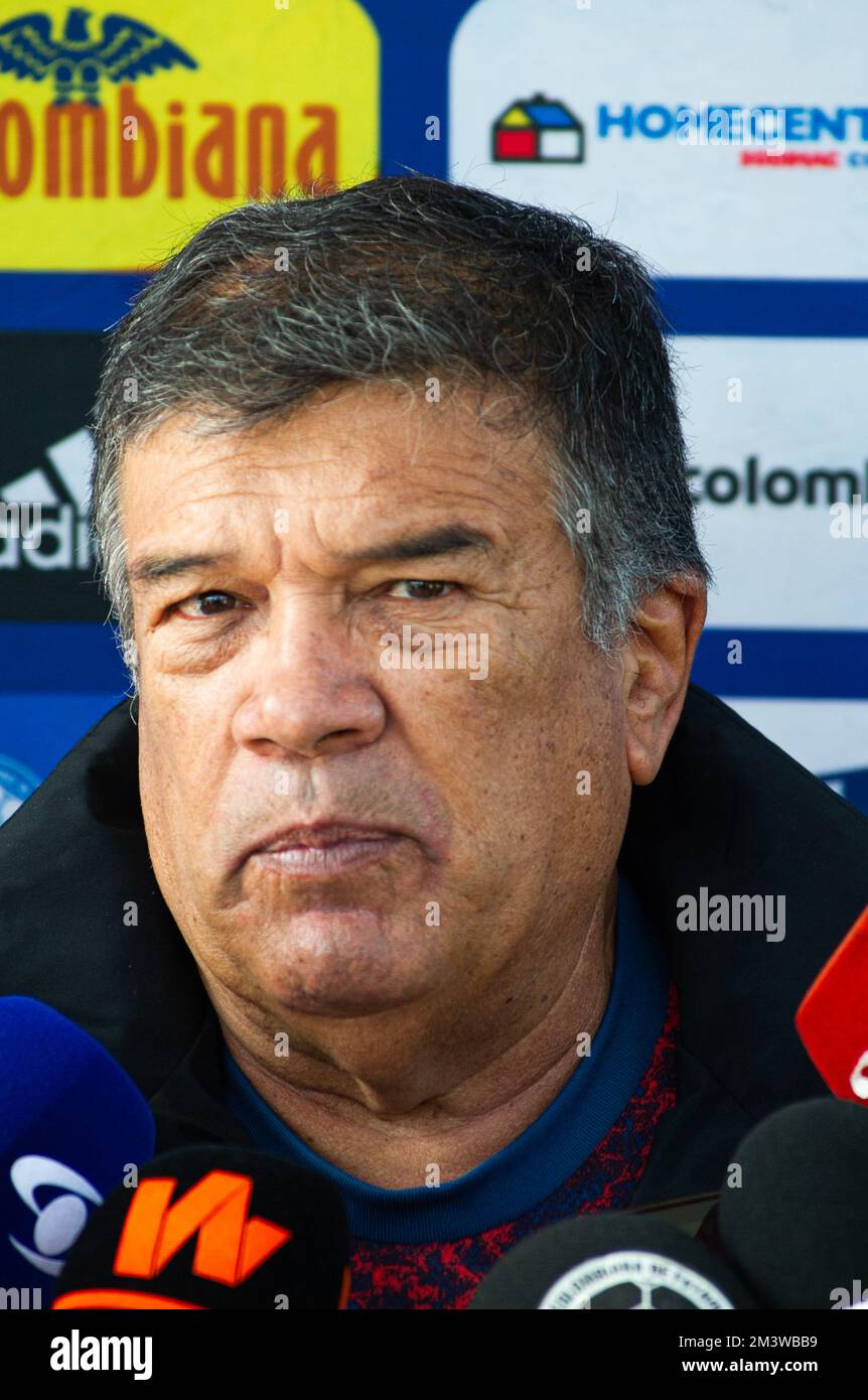 Team manager Nelson Abadia speaks with the media during Colombia's womens team preparations in Bogota, Colombia for the 2023 Australia's Womens World Cup, december 15, 2022. Photo by: S. Barros/Long Visual Press Stock Photo