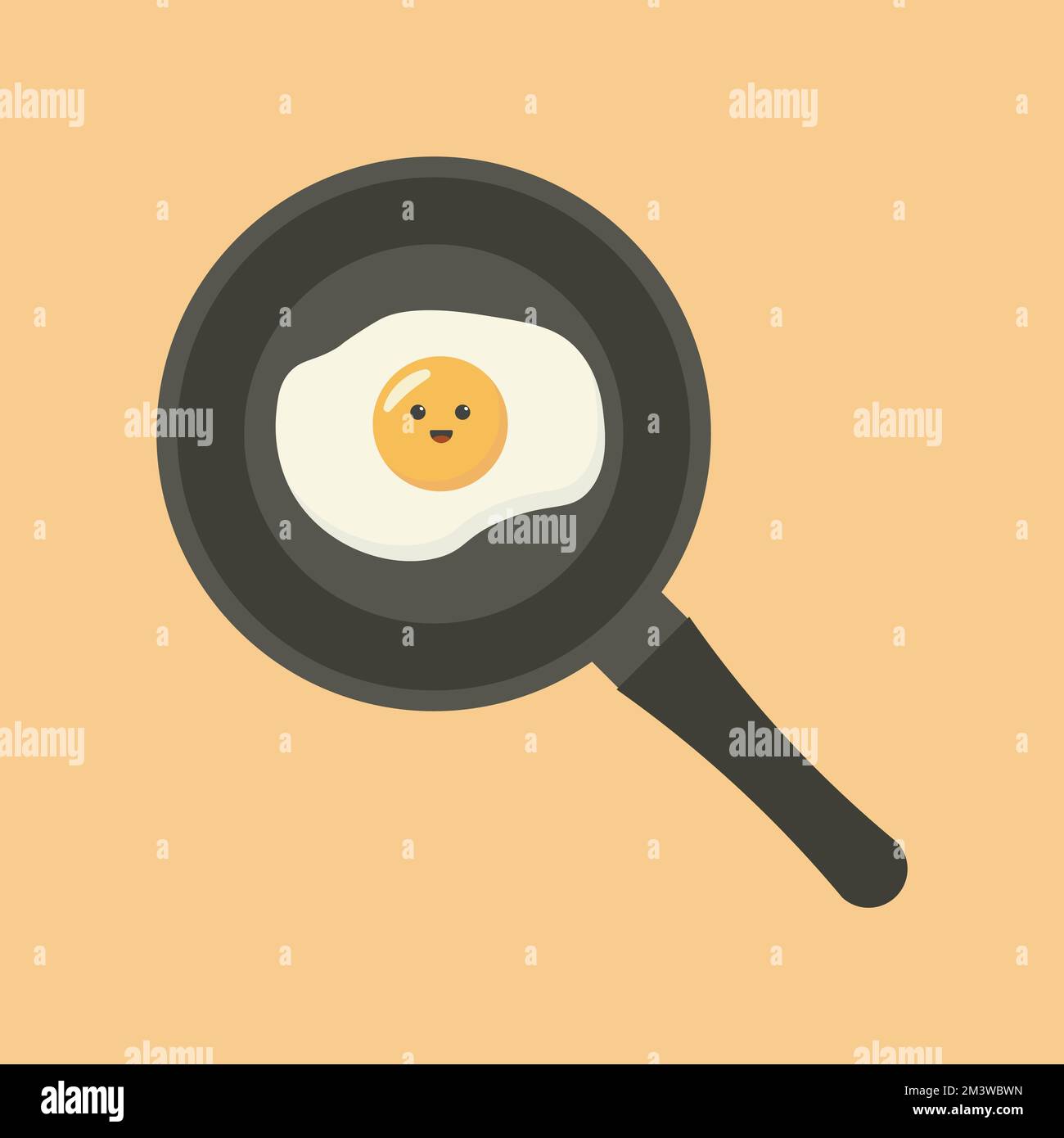 https://c8.alamy.com/comp/2M3WBWN/cute-fried-egg-on-frying-pan-healthy-morning-breakfast-with-egg-vector-illustration-2M3WBWN.jpg