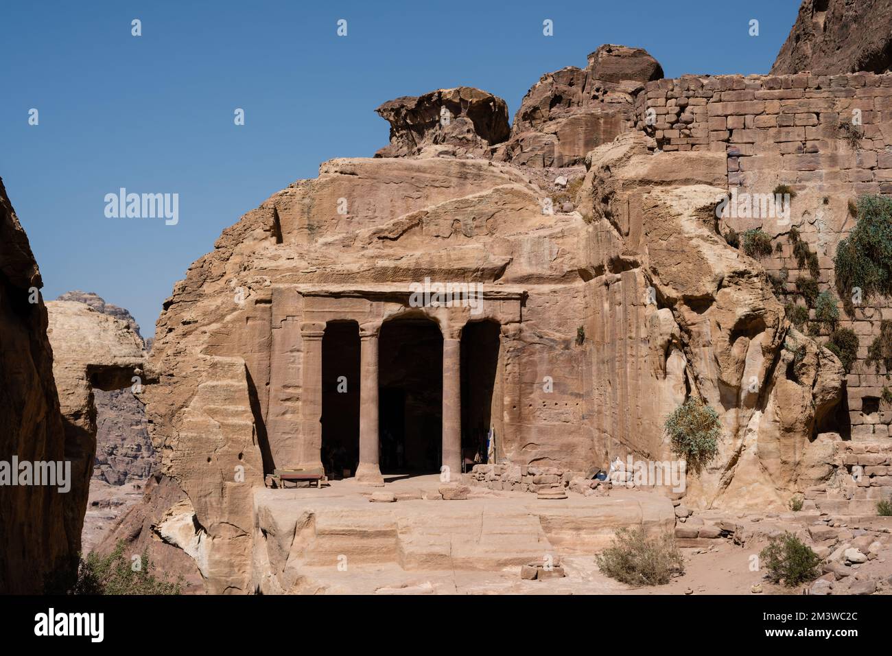 Garden Triclinium Tomb Exterior in Petra Jordan, a Nabataean Grave Facade Stock Photo