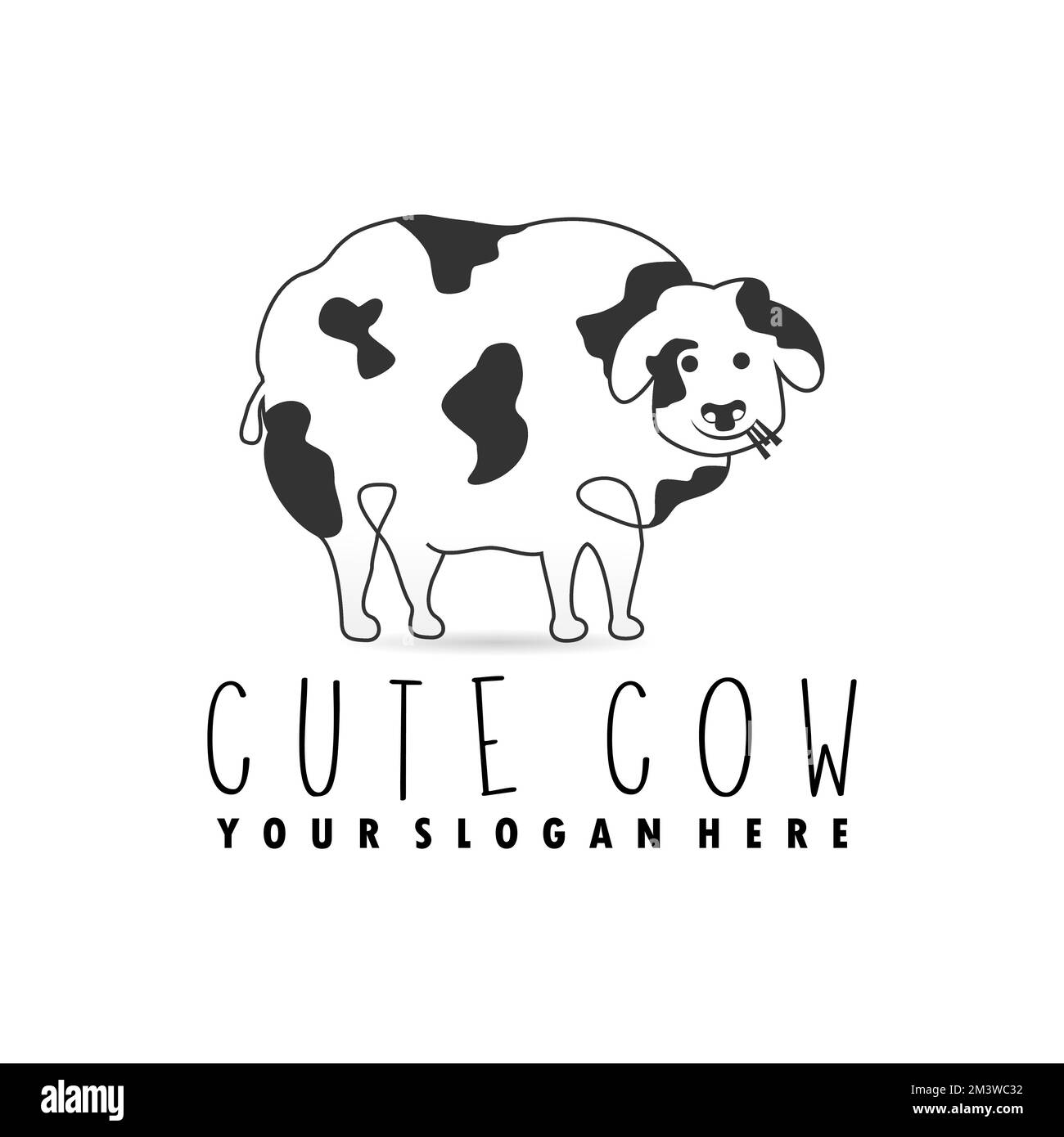 Simple cute cartoon cow image graphic icon logo design abstract concept vector stock. Can be used as a symbol related to animal husbandry or children Stock Vector