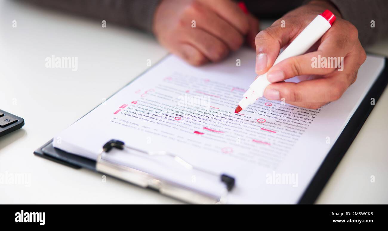 Book Script Edit And Paper Text Proofreading Stock Photo